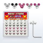 nsmos36a box w 925 silver nose studs w crystal mouse face