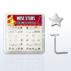 nssarbx box of silver nose studs with 3mm silver star tops