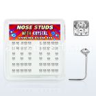 nssqbxc box of silver nose studs with 2mm square clear crystals