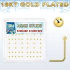 nsx18b box of gold silver nose studs with 18k gold ball tops
