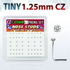 nszbc12 box of silver nose studs w 1 25mm clear prong set cz