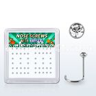 nwrdbxc box w 52 silver nose screws w 1.5mm clear crystals