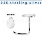 nwvdr 925 sterling silver nose screw teardrop shaped top