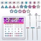 NYBXM7M box w 52 silver nose studs w flower crystal tops