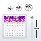 nybxmc silver bend it nose studs w 1 4 1 5 1 8mm crystals