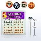 nylgx2 silver bend it nose studs with assorted skull logo