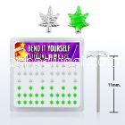 nyma silver bend it nose studs with silver green marijuana