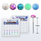 nyo25 box w 36 silver bend it nose studs w 2.5mm opals glued