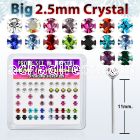 nyp19mx silver bend it nose studs w 2 5mm prong set crystal tops