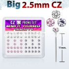 nyzbm25 silver bend it nose studs with 2 5mm prong set cz