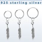 phod47 silver helix hoop earring w a silver feather dangling