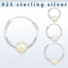 phop pair of plain silver hoop earrings with a 4mm pear ball