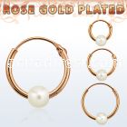 phorsp pair of rose gold silver hoop earrings w 4mm pearl ball
