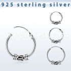 phoxb 925 silver balinese design black oxidized hoop earrings