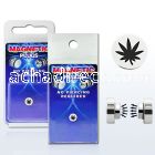 pkmp6 surgical steel magnetic fake plug with marijuana logo