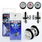 pkmp99 surgical steel magnetic fake plug w crystals o rings