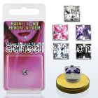 pkmq4m silver magnetic fake labret stud with square prong cz