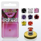pkmz3m silver magnetic fake labret stud with round prong cz