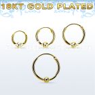 rgbcr16s 18k gold silver ball closure earrings, 16g 3mm ball