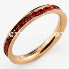 riz37 rose gold steel eternity band ring w red crystals