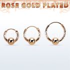 rsbcr14m 18k rose gold silver ball closure earrings, 14g 5mm ball