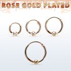 rsbcr16s 18k rose gold silver ball closure earrings, 16g 3mm ball