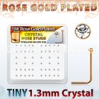 rss6xc box rose gold silver nose studs w 1.25mm clear crystals