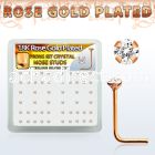rssp14xc box w rose gold plated silver nose bone w 2mm crystal