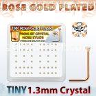 rssp6xc box w rose gold plated silver nose stud w 1 25mm crystal