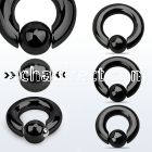 sbcrt2 black 316l steel spring ball closure ring 2g w 10mm ball