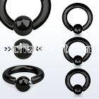 sbcrt6 black 316l steel spring ball closure ring 6g w 8mm ball