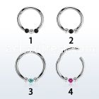 segh16ex 316l steel hinged segment ring 16g w 3 mixed crystals