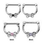 sepk16 high hanging septum clicker w bow cz stone in center