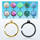snrt2op anodized steel nose ring w round top synthetic opal