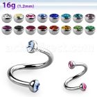 spehjb3 316l steel eyebrow spiral w 3mm bezel set half balls