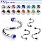spejb25 316l steel eyebrow spiral w two tiny 2 5mm jewel balls