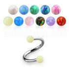 speop3 surgical steel spiral w two 3mm synthetic opal balls