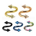 spetcn25 anodized surgical steel spiral with two 2 5mm cones