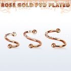 spettb25 rose gold steel eyebrow spiral w 2 2.5mm balls