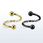 spt18b3 black pvd plated 316l steel spiral w two 3mm balls