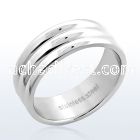 sr123 high polished stainless steel triple wide ribbed ring