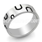 sr164 high polished stainless steel etched ring w u design