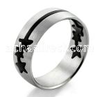 sr166 stainless steel gridded ring w cut out star design
