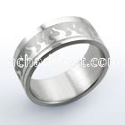sr204 matte stainless steel carving ring with flames design