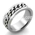 sr246 matte stainless steel ring with embedded chain inlay