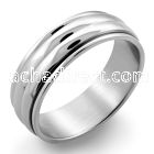 sr249 high polished stainless steel double ribbed spinner ring