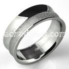 sr300 stainless steel ring w high polish sandblasted band