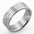 sr309 high polished steel ring with 4 flat surface lines