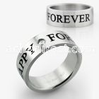 sr329 matte steel ring w ith happy forever center cz