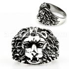 sr342 316l steel ring with male lion head in antique style